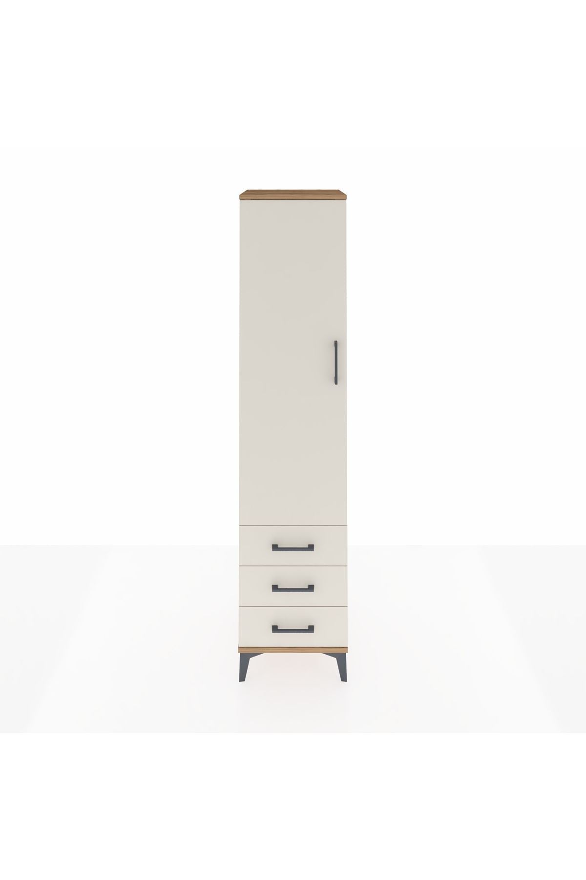 Hyperion Dolap 4 Raflı 3 Çekmeceli Tek Kapaklı 44x44x195 Çam-Aytaşı