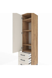 Hyperion Dolap 4 Raflı 3 Çekmeceli Tek Kapaklı 44x44x195 Çam-Aytaşı