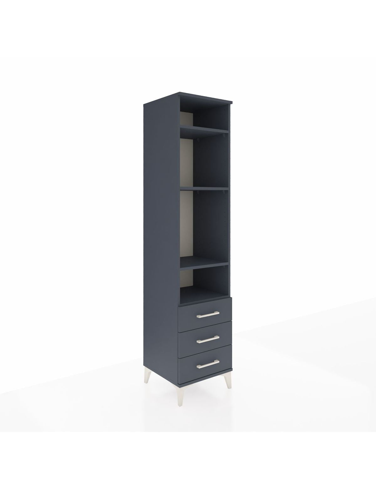 Hyperion Dolap 4 Raflı 3 Çekmeceli 44x44x195 Antrasit-Antrasit