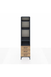 Hyperion Dolap 4 Raflı 3 Çekmeceli 44x44x195 Antrasit-Çam