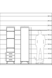 Hyperion Dolap 4 Raflı 3 Çekmeceli 44x44x195 Antrasit-Çam