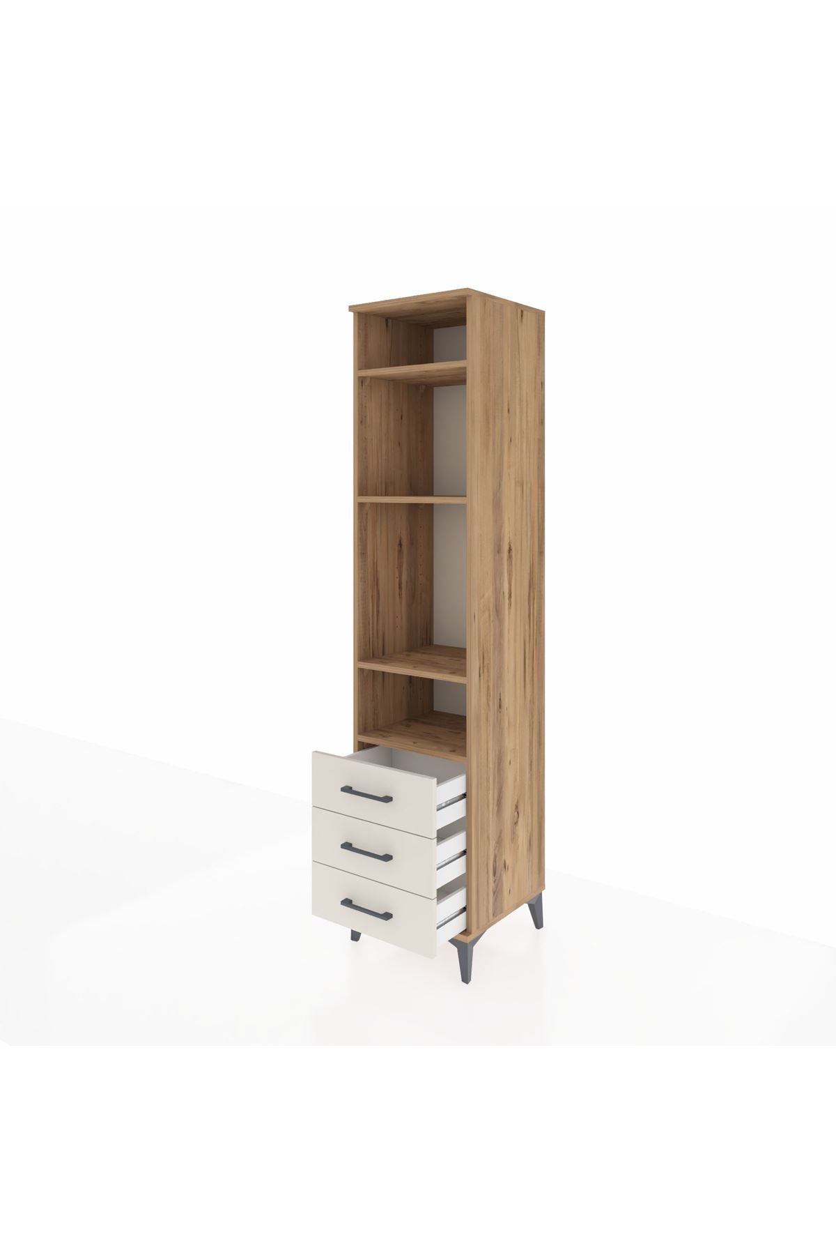 Hyperion Dolap 4 Raflı 3 Çekmeceli 44x44x195 Çam-Aytaşı