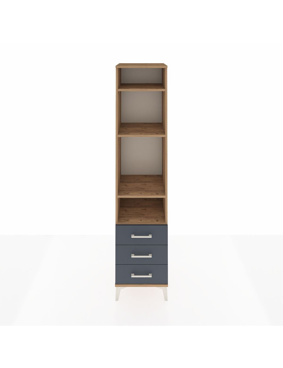 Hyperion Dolap 4 Raflı 3 Çekmeceli 44x44x195 Çam-Antrasit