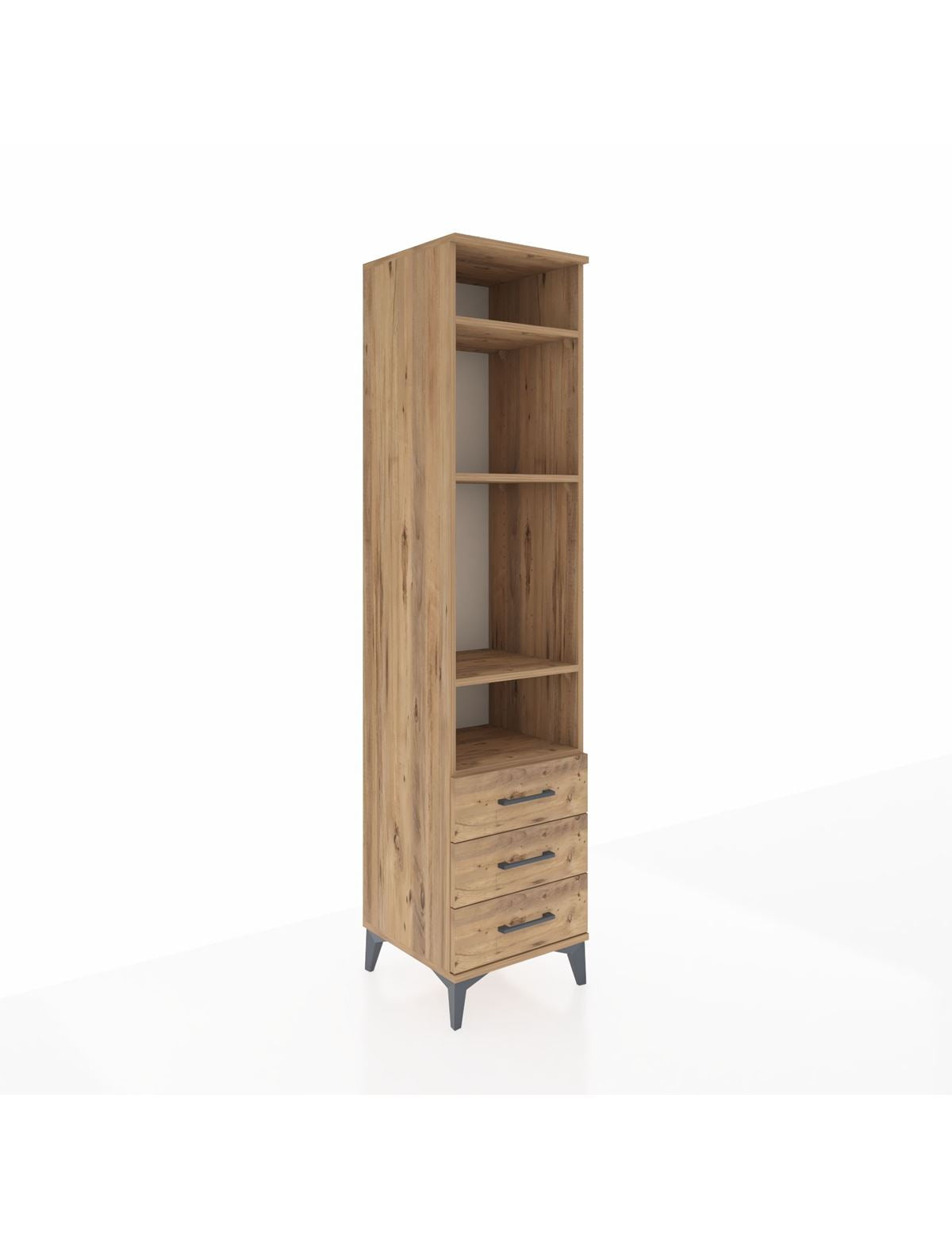 Hyperion Dolap 4 Raflı 3 Çekmeceli 44x44x195 Çam-Çam