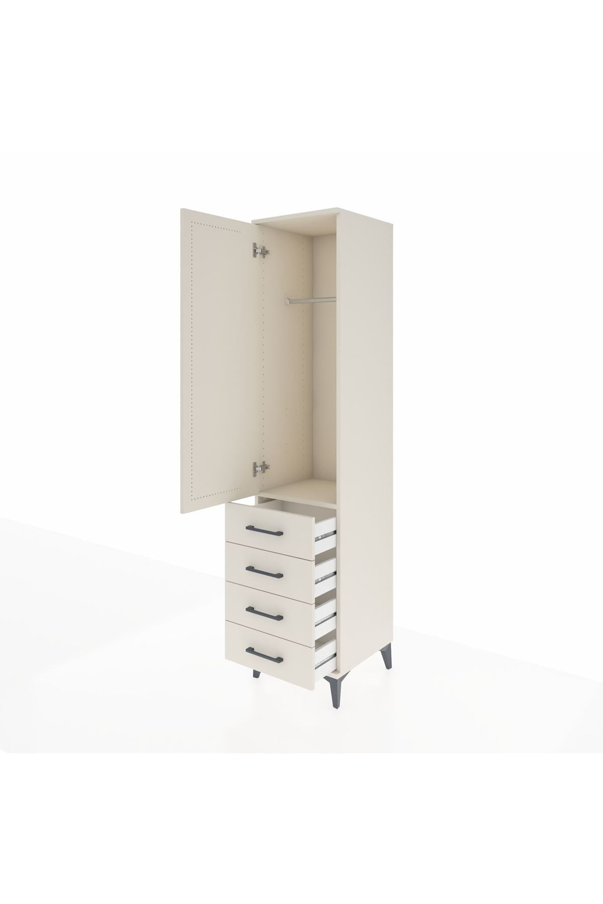 Hyperion Dolap Tek Raflı 4 Çekmeceli Tek Askılı 44x44x195 Aytaşı-Aytaşı