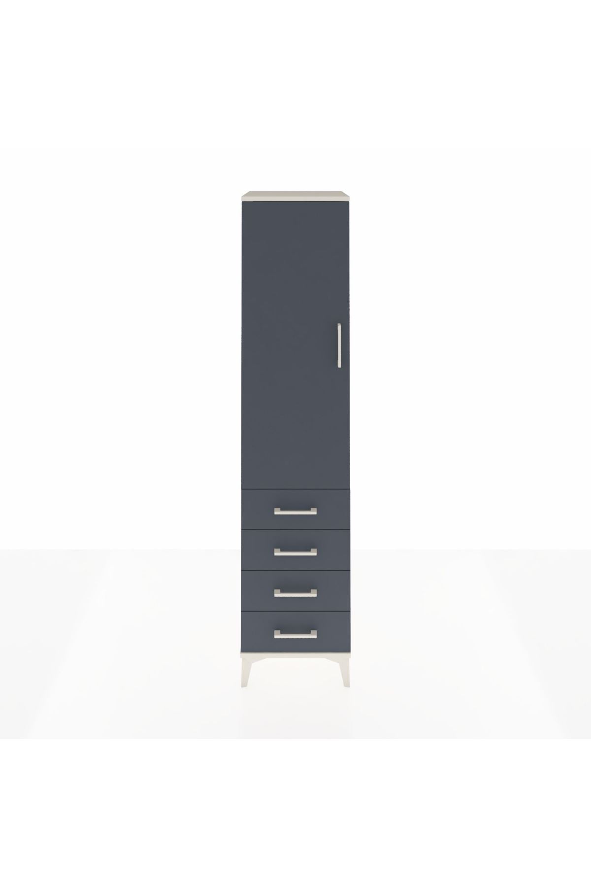Hyperion Dolap Tek Raflı 4 Çekmeceli Tek Askılı 44x44x195 Aytaşı-Antrasit