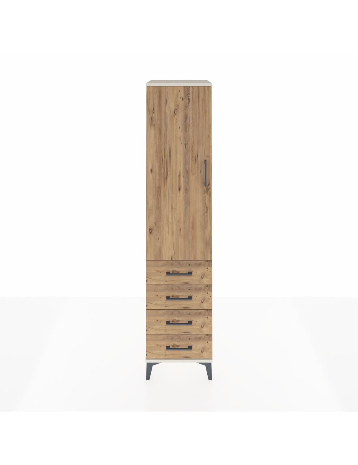 Hyperion Dolap Tek Raflı 4 Çekmeceli Tek Askılı 44x44x195 Aytaşı-Çam