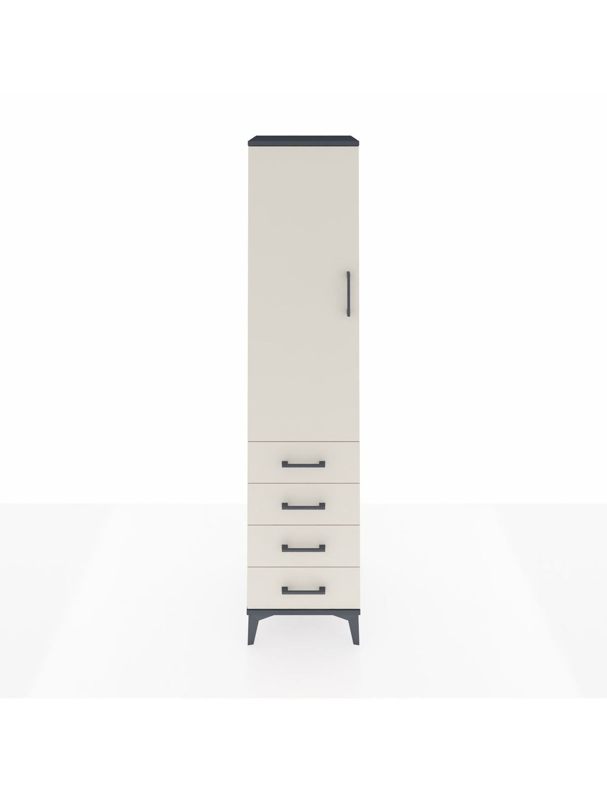 Hyperion Dolap Tek Raflı 4 Çekmeceli Tek Askılı 44x44x195 Antrasit-Aytaşı