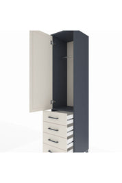 Hyperion Dolap Tek Raflı 4 Çekmeceli Tek Askılı 44x44x195 Antrasit-Aytaşı