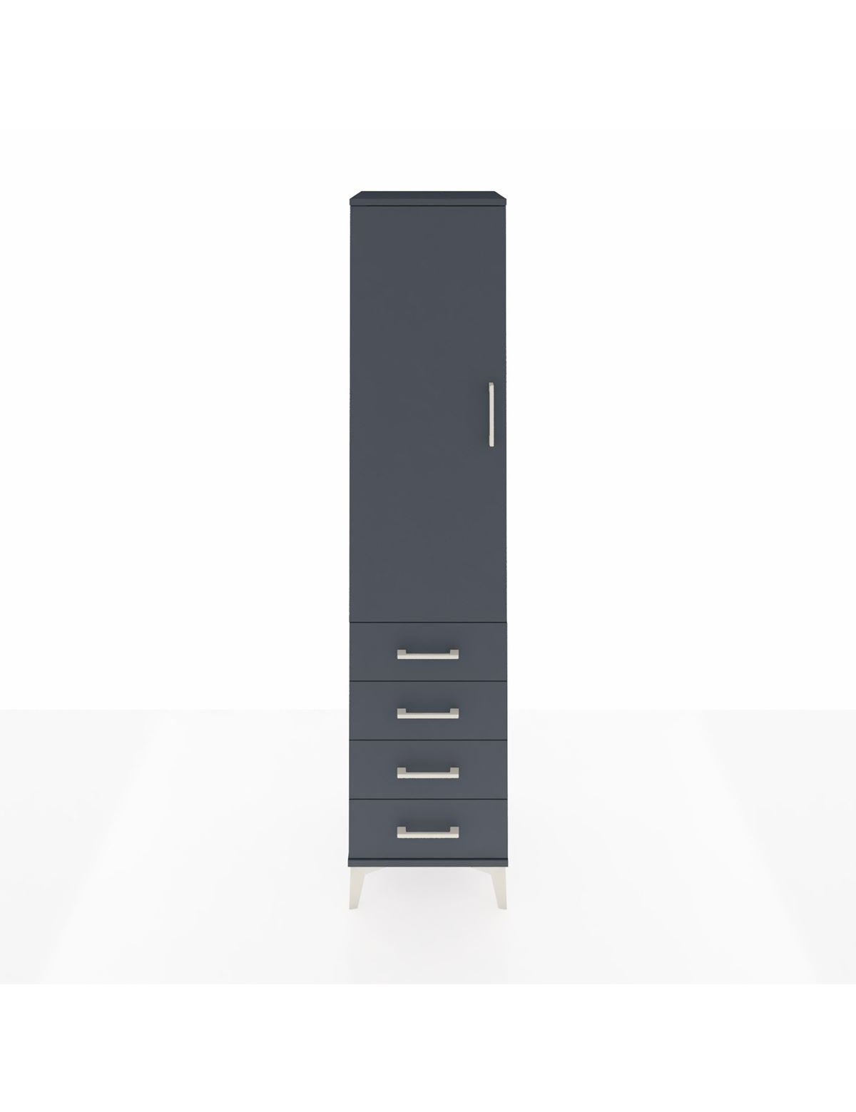 Hyperion Dolap Tek Raflı 4 Çekmeceli Tek Askılı 44x44x195 Antrasit-Antrasit