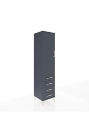 Hyperion Dolap Tek Raflı 4 Çekmeceli Tek Askılı 44x44x195 Antrasit-Antrasit