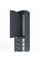 Hyperion Dolap Tek Raflı 4 Çekmeceli Tek Askılı 44x44x195 Antrasit-Antrasit