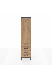 Hyperion Dolap Tek Raflı 4 Çekmeceli Tek Askılı 44x44x195 Antrasit-Çam