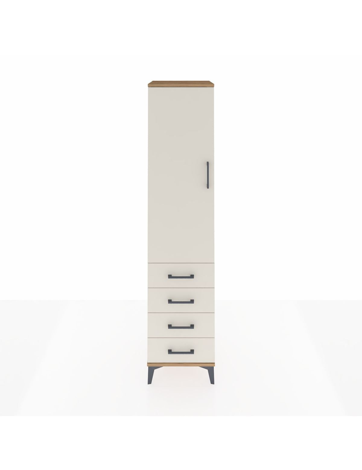 Hyperion Dolap Tek Raflı 4 Çekmeceli Tek Askılı 44x44x195 Çam-Aytaşı