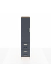 Hyperion Dolap Tek Raflı 4 Çekmeceli Tek Askılı 44x44x195 Çam-Antrasit