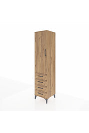 Hyperion Dolap Tek Raflı 4 Çekmeceli Tek Askılı 44x44x195 Çam-Çam
