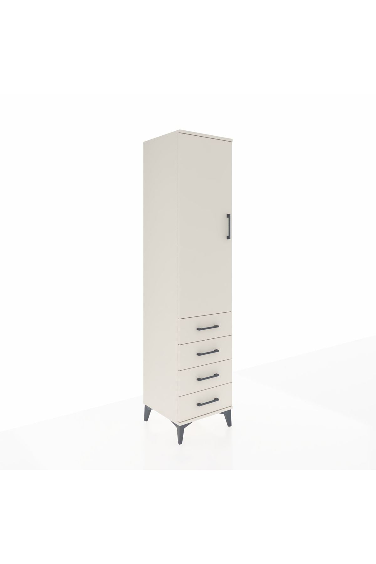 Hyperion Dolap 3 Raflı 4 Çekmeceli Tek Kapaklı 44x44x195 Aytaşı-Aytaşı