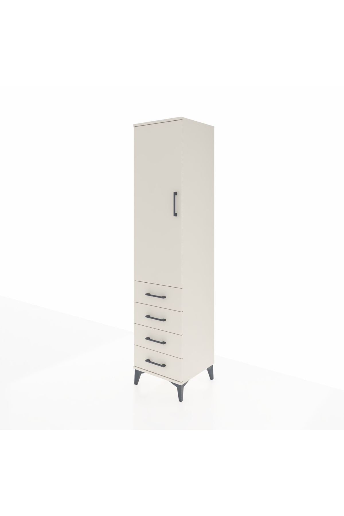 Hyperion Dolap 3 Raflı 4 Çekmeceli Tek Kapaklı 44x44x195 Aytaşı-Aytaşı