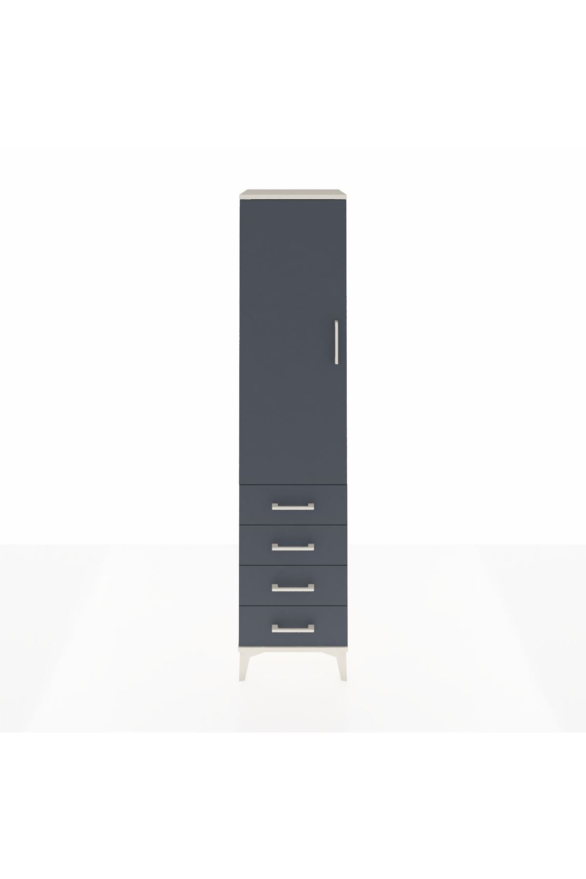 Hyperion Dolap 3 Raflı 4 Çekmeceli Tek Kapaklı 44x44x195 Aytaşı-Antrasit