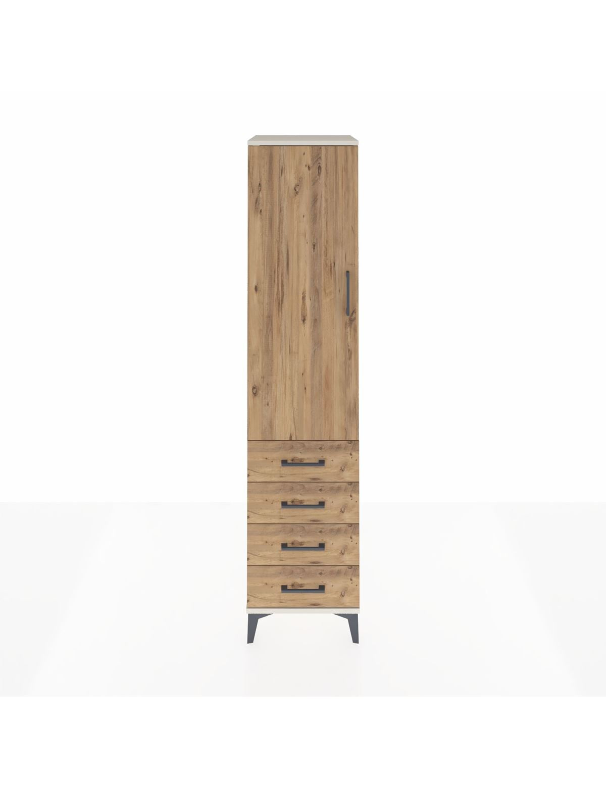 Hyperion Dolap 3 Raflı 4 Çekmeceli Tek Kapaklı 44x44x195 Aytaşı-Çam