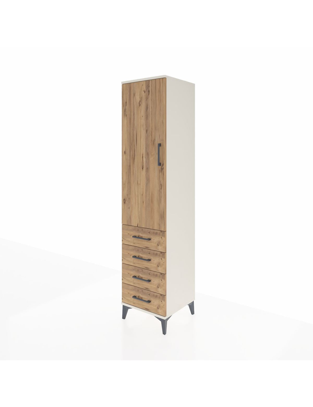 Hyperion Dolap 3 Raflı 4 Çekmeceli Tek Kapaklı 44x44x195 - S58M110V3B