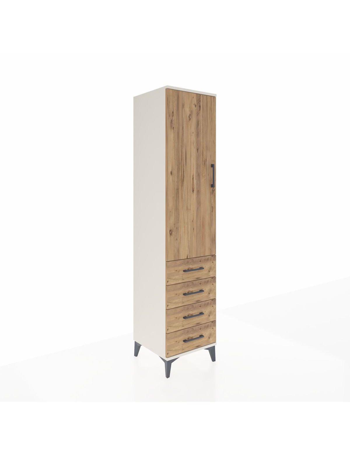 Hyperion Dolap 3 Raflı 4 Çekmeceli Tek Kapaklı 44x44x195 Aytaşı-Çam