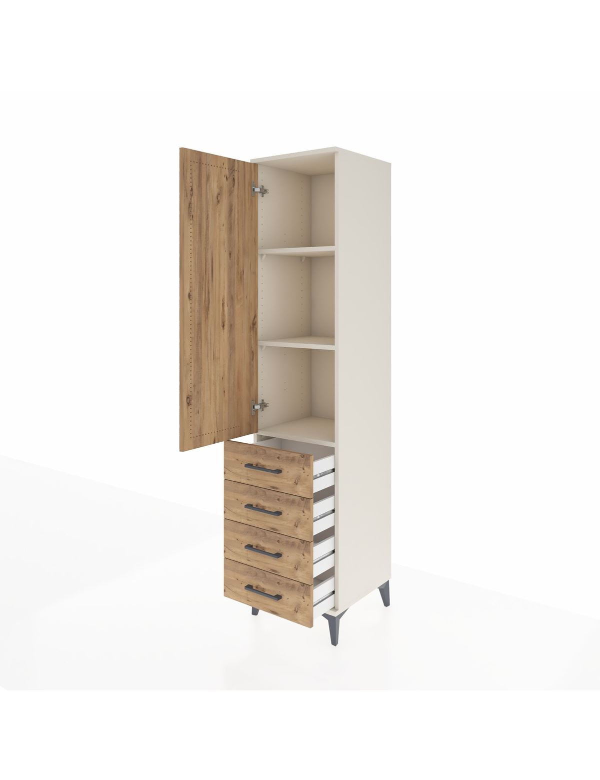 Hyperion Dolap 3 Raflı 4 Çekmeceli Tek Kapaklı 44x44x195 - S58M110V3B