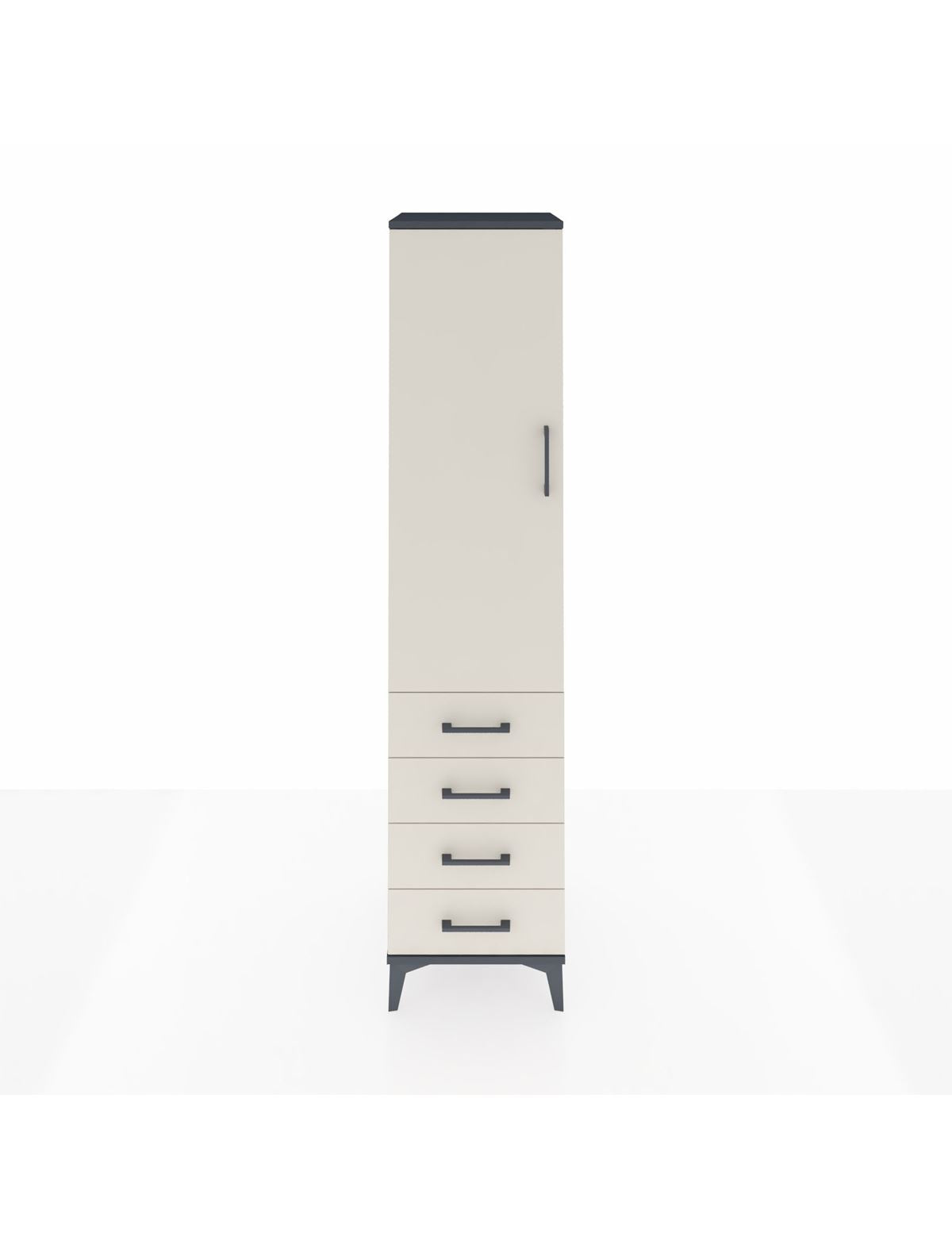 Hyperion Dolap 3 Raflı 4 Çekmeceli Tek Kapaklı 44x44x195 Antrasit-Aytaşı