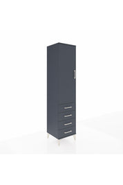 Hyperion Dolap 3 Raflı 4 Çekmeceli Tek Kapaklı 44x44x195 Antrasit-Antrasit