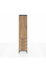 Hyperion Dolap 3 Raflı 4 Çekmeceli Tek Kapaklı 44x44x195 Antrasit-Çam