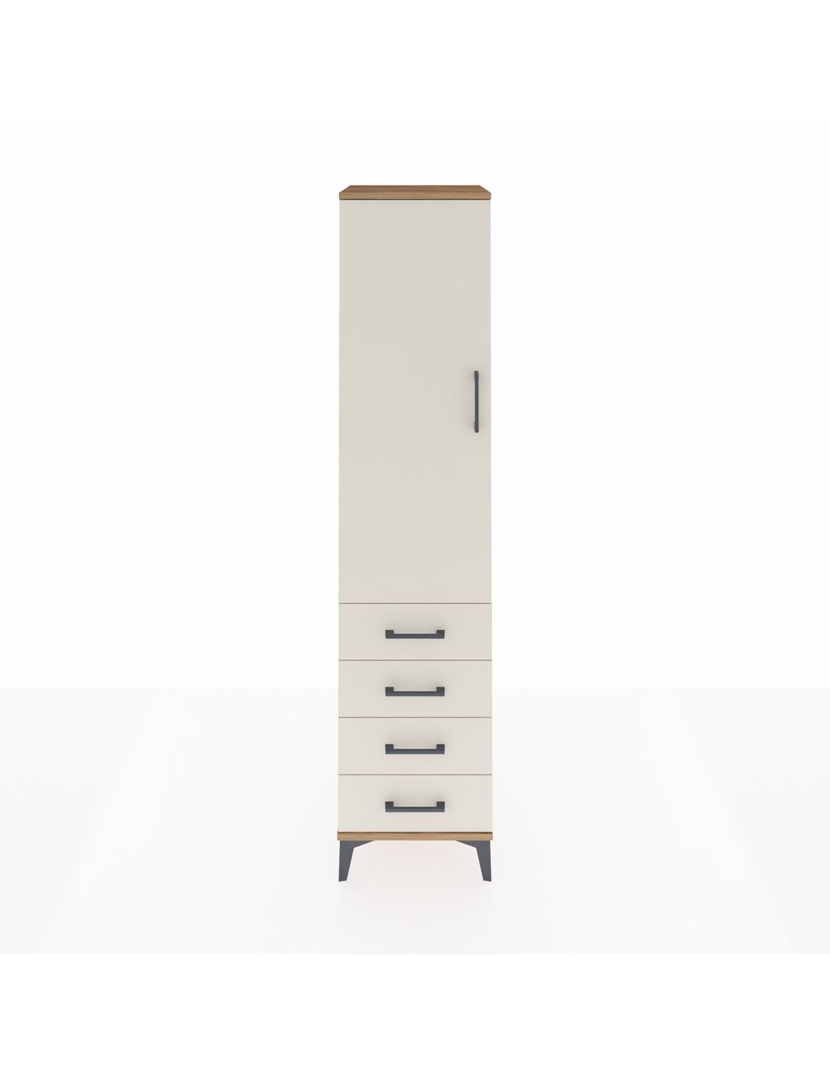 Hyperion Dolap 3 Raflı 4 Çekmeceli Tek Kapaklı 44x44x195 Çam-Aytaşı