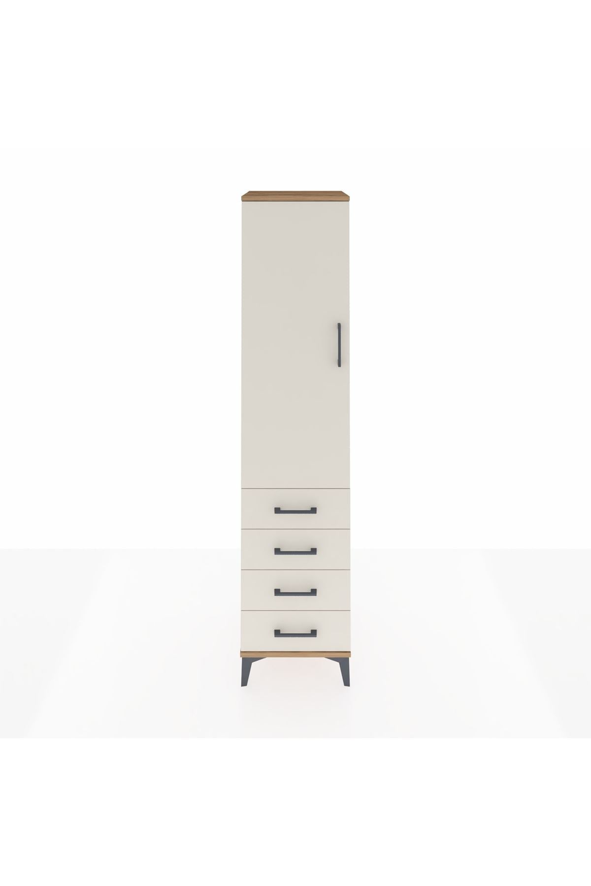 Hyperion Dolap 3 Raflı 4 Çekmeceli Tek Kapaklı 44x44x195 Çam-Aytaşı