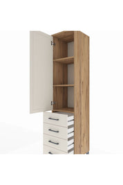 Hyperion Dolap 3 Raflı 4 Çekmeceli Tek Kapaklı 44x44x195 Çam-Aytaşı