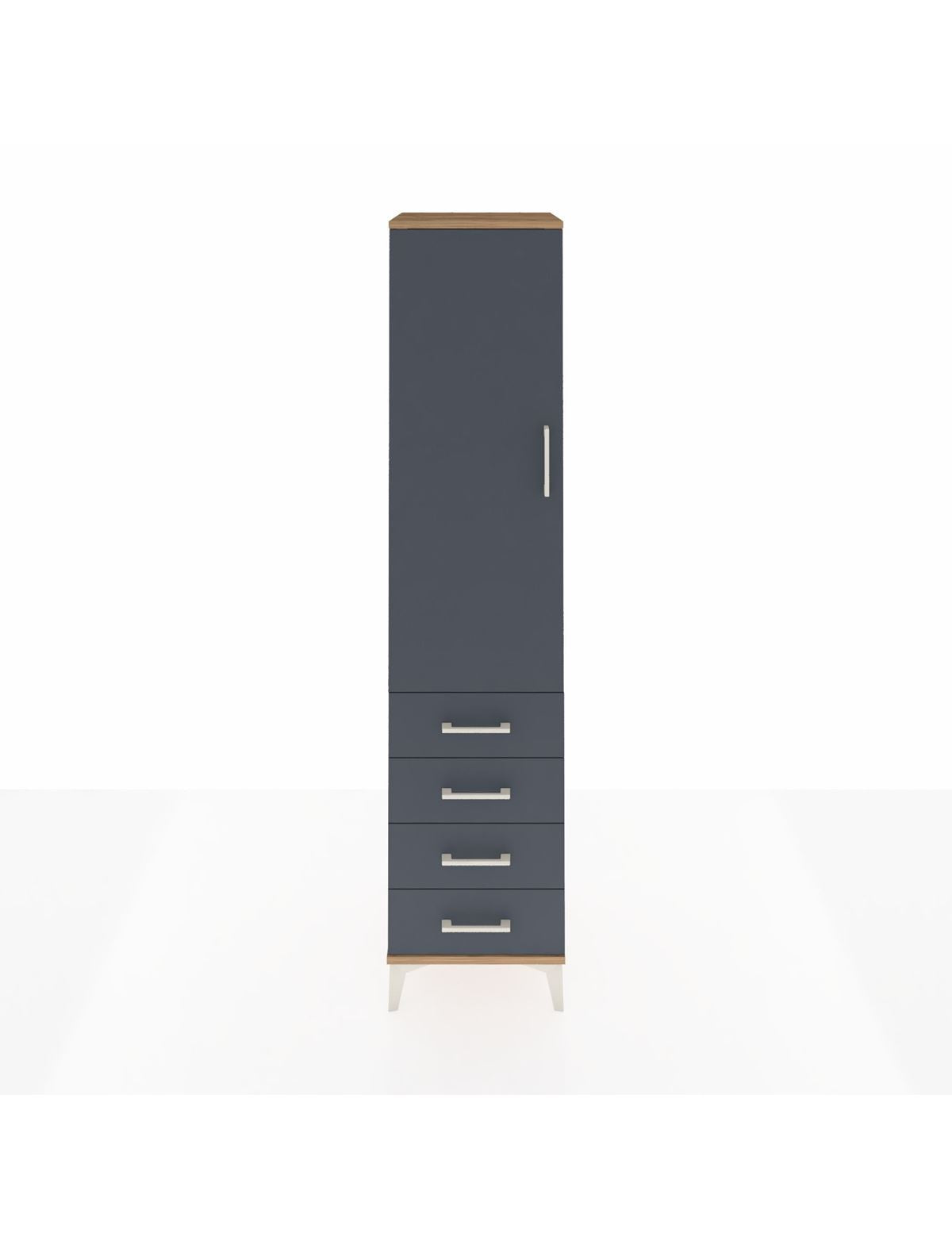 Hyperion Dolap 3 Raflı 4 Çekmeceli Tek Kapaklı 44x44x195 Çam-Antrasit