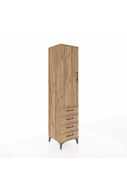 Hyperion Dolap 3 Raflı 4 Çekmeceli Tek Kapaklı 44x44x195 Çam-Çam