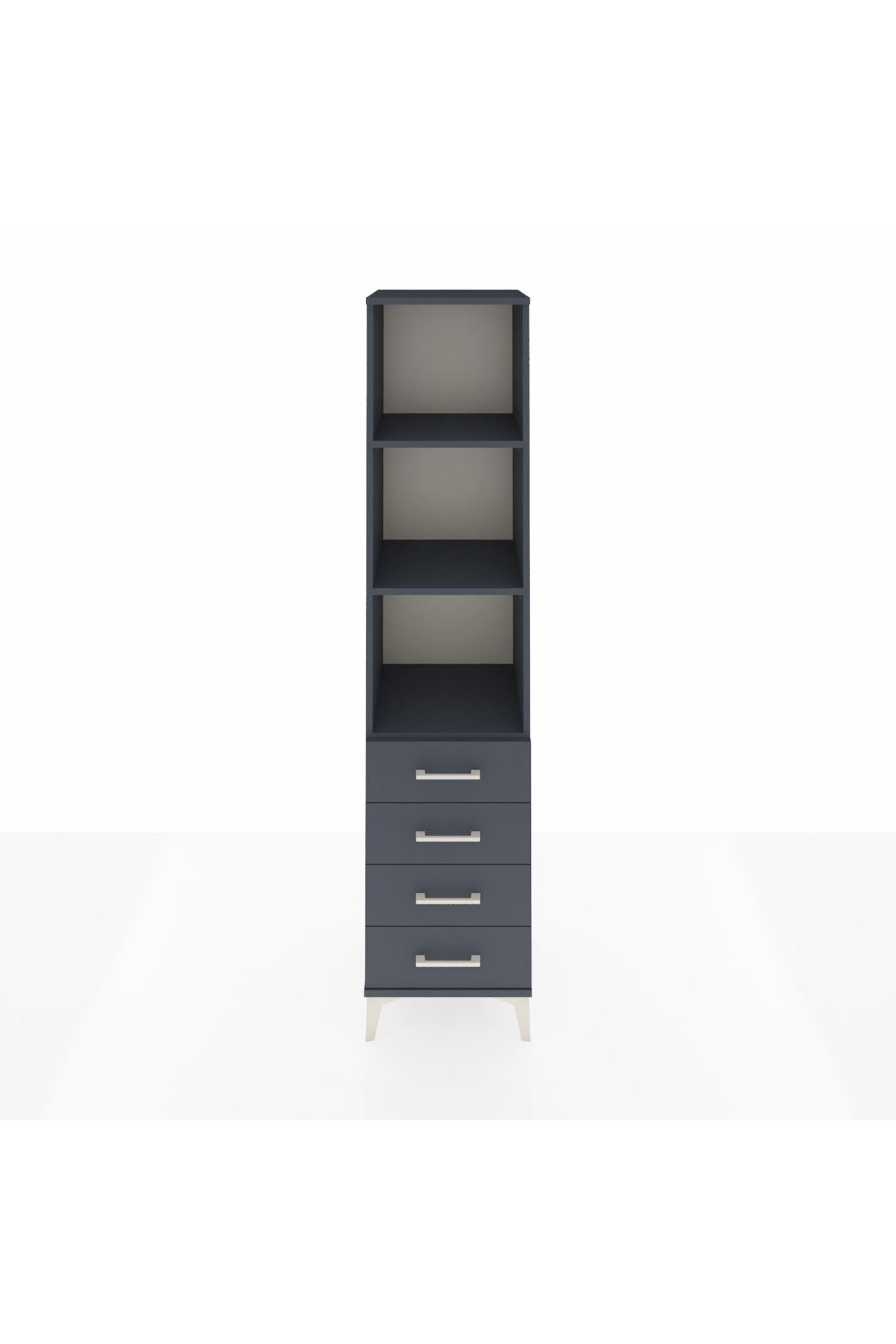 Hyperion Dolap 3 Raflı 4 Çekmeceli 44x44x195 Antrasit-Antrasit