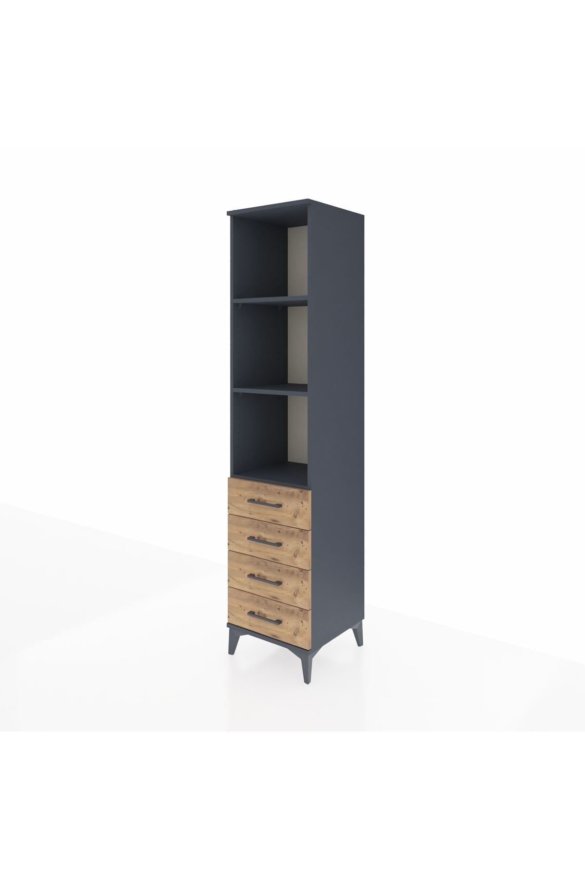 Hyperion Dolap 3 Raflı 4 Çekmeceli 44x44x195 Antrasit-Çam