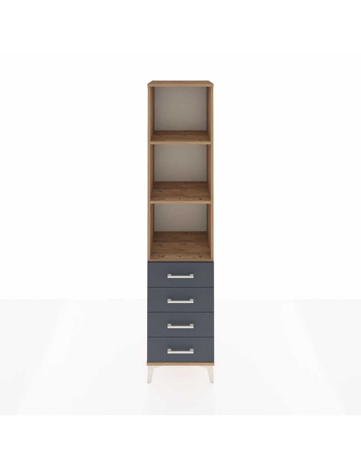 Hyperion Dolap 3 Raflı 4 Çekmeceli 44x44x195 Çam-Antrasit