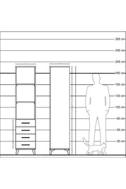 Hyperion Dolap 3 Raflı 4 Çekmeceli 44x44x195 Çam-Antrasit