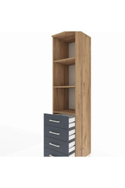 Hyperion Dolap 3 Raflı 4 Çekmeceli 44x44x195 Çam-Antrasit