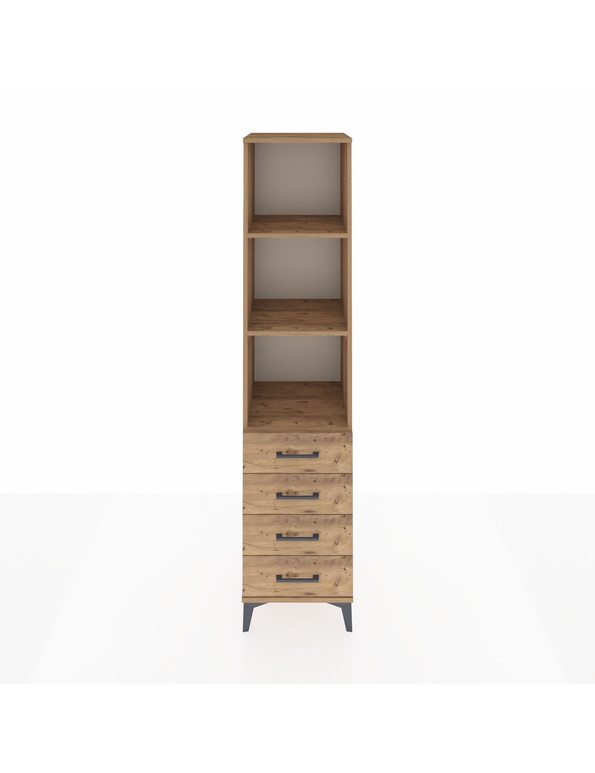 Hyperion Dolap 3 Raflı 4 Çekmeceli 44x44x195 Çam-Çam