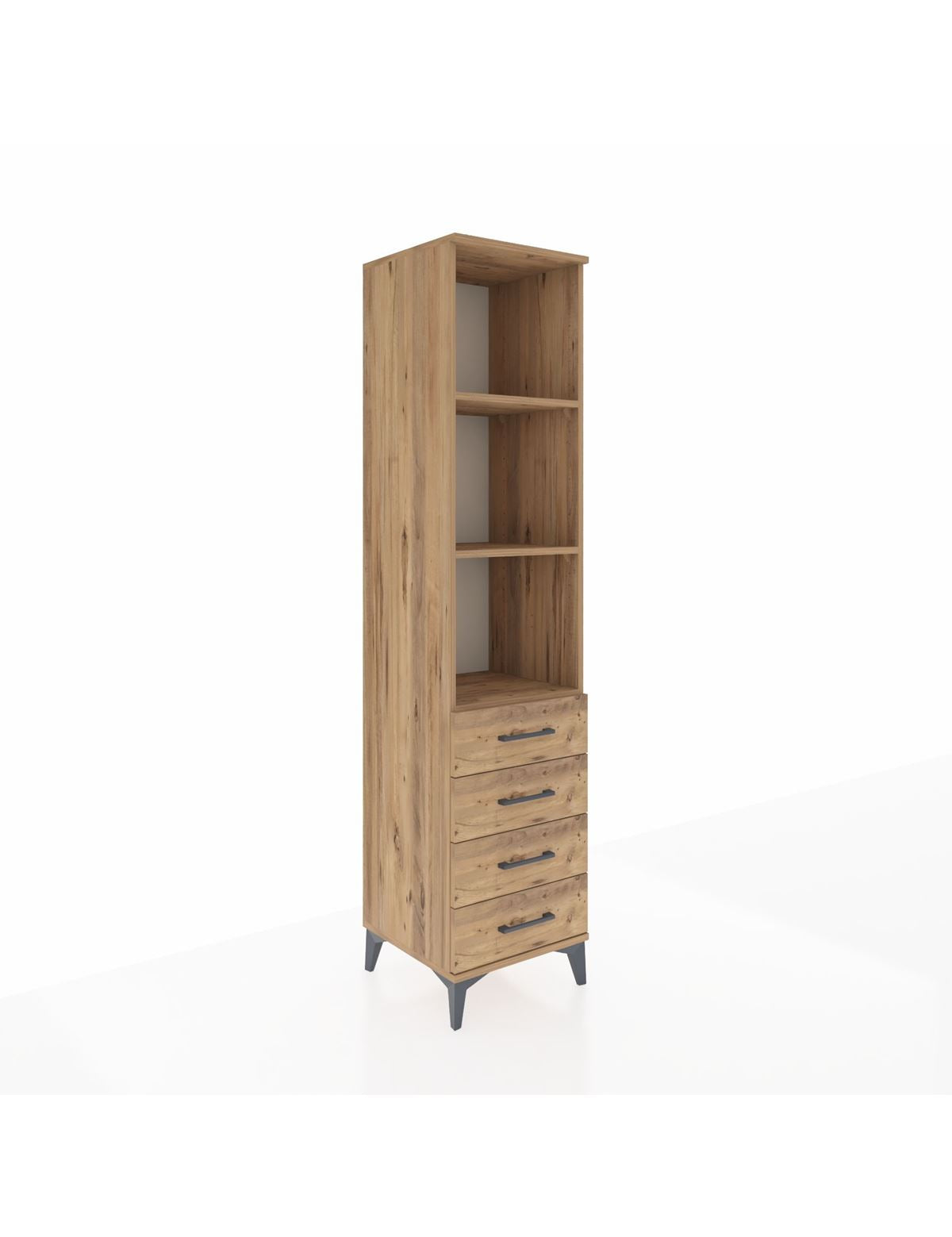 Hyperion Dolap 3 Raflı 4 Çekmeceli 44x44x195 Çam-Çam