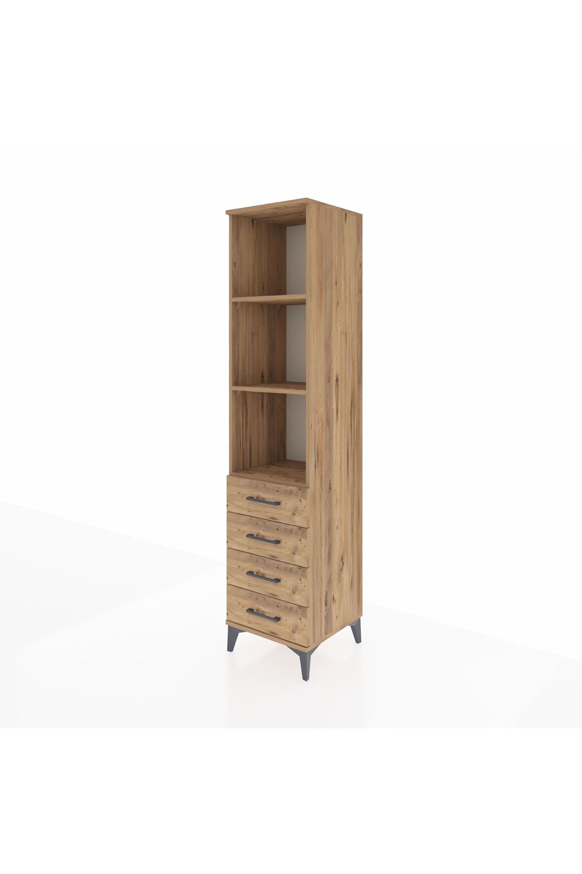 Hyperion Dolap 3 Raflı 4 Çekmeceli 44x44x195 Çam-Çam