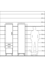 Hyperion Dolap Tek Raflı 2 Çekmeceli Tek Askılı 44x44x195 Aytaşı-Antrasit