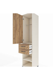 Hyperion Dolap Tek Raflı 2 Çekmeceli Tek Askılı 44x44x195 Aytaşı-Çam