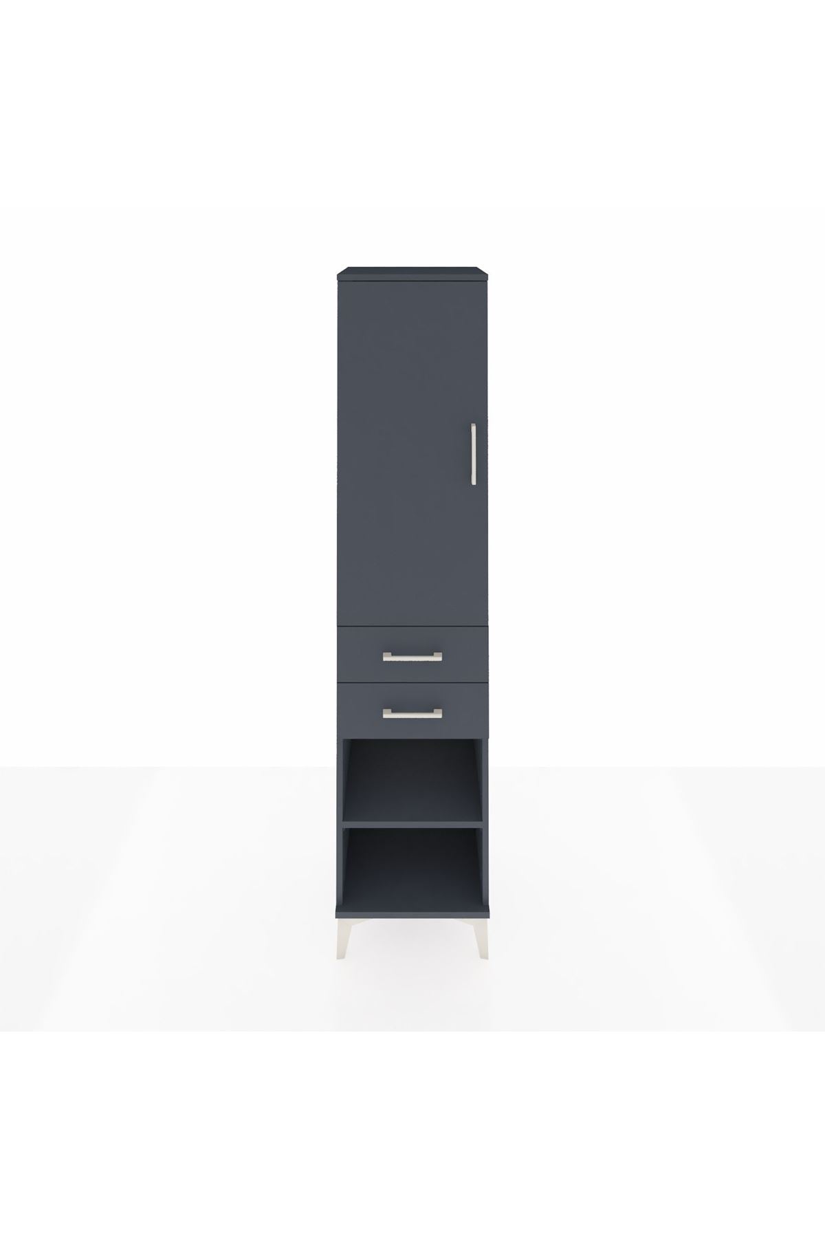 Hyperion Dolap Tek Raflı 2 Çekmeceli Tek Askılı 44x44x195 Antrasit-Antrasit