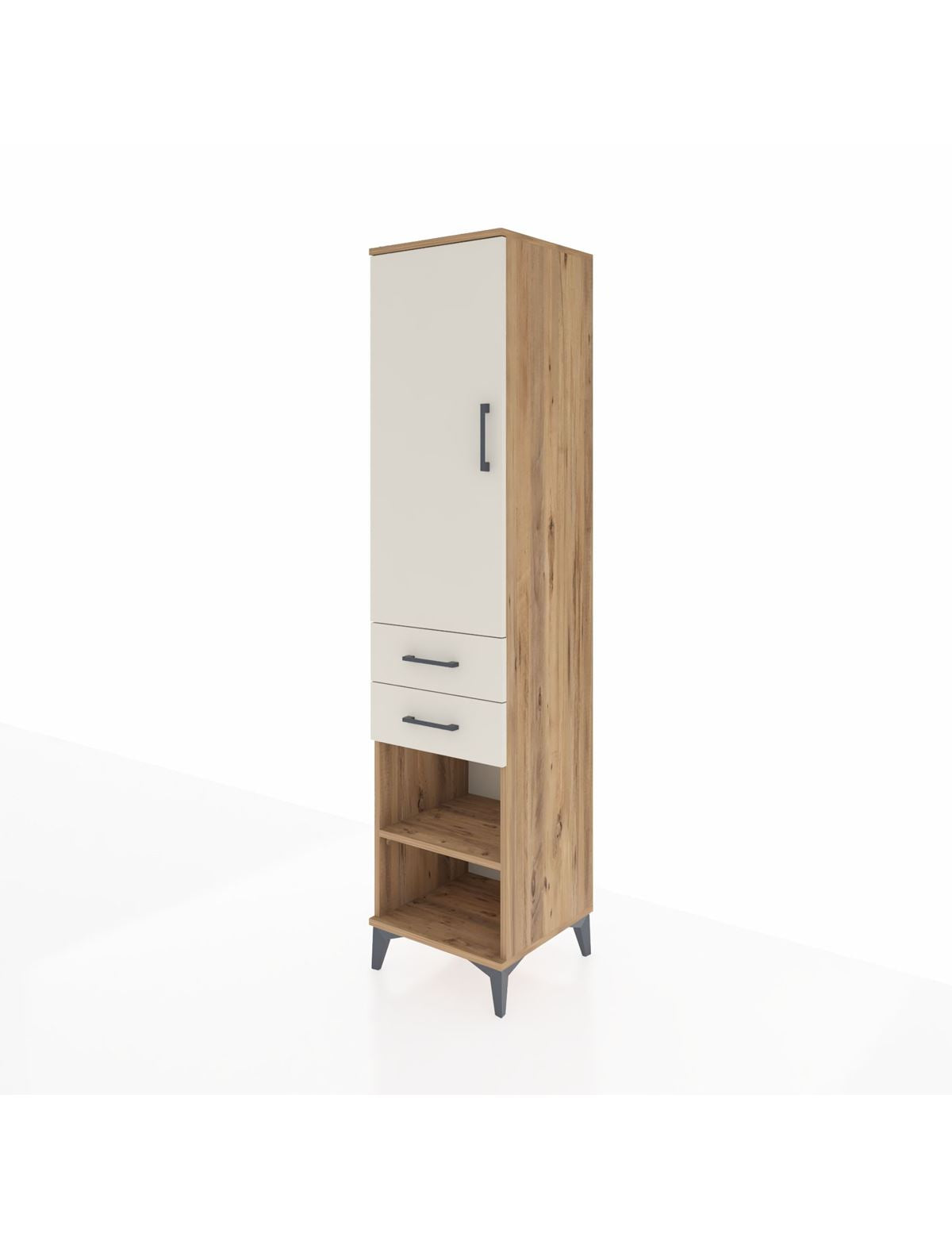 Hyperion Dolap Tek Raflı 2 Çekmeceli Tek Askılı 44x44x195 - S58M112V7B