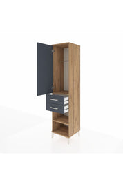 Hyperion Dolap Tek Raflı 2 Çekmeceli Tek Askılı 44x44x195 Çam-Antrasit