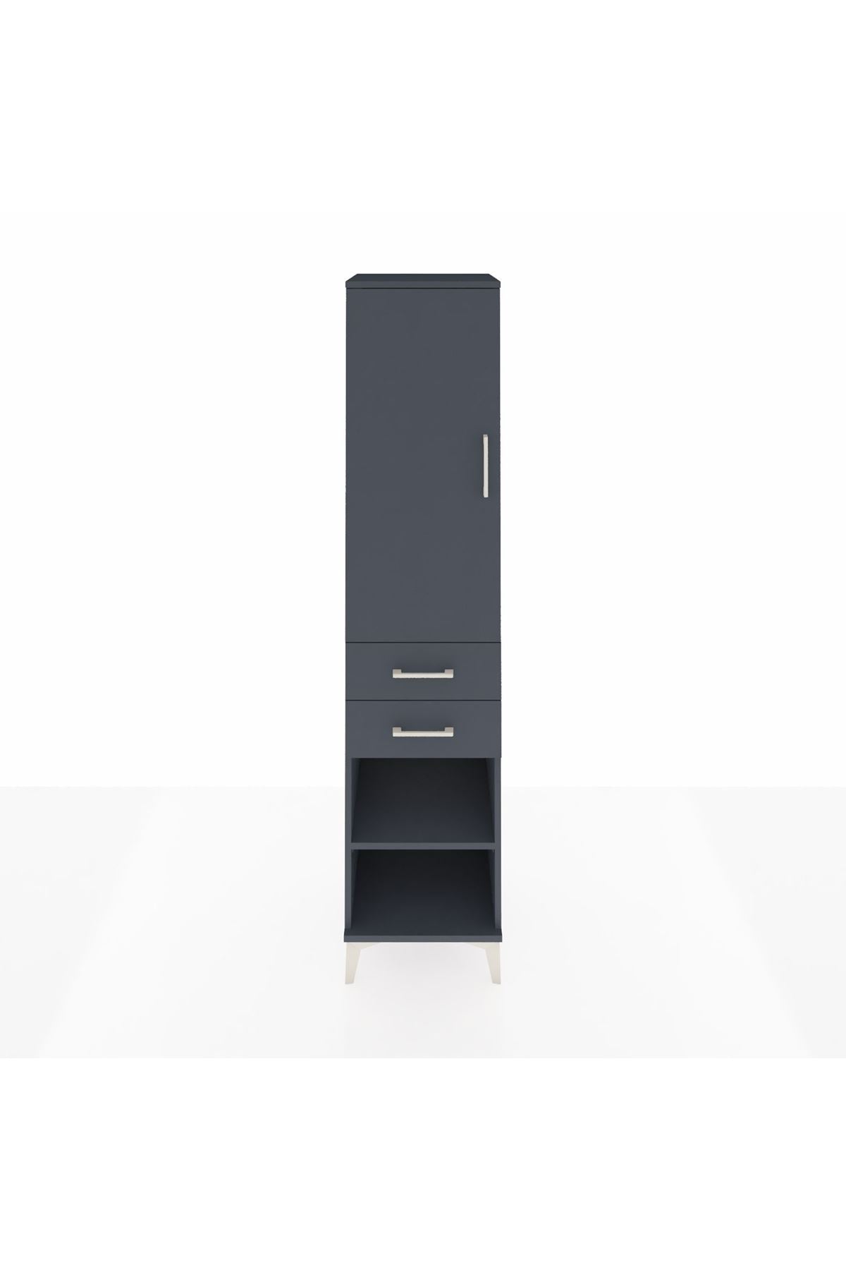 Hyperion Dolap 3 Raflı 2 Çekmeceli Tek Kapaklı 44x44x195 Antrasit-Antrasit