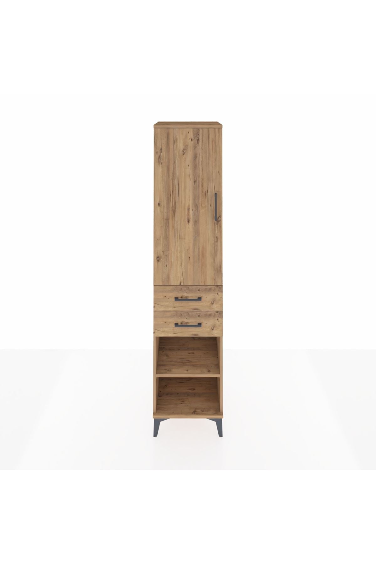 Hyperion Dolap 3 Raflı 2 Çekmeceli Tek Kapaklı 44x44x195 Çam-Çam